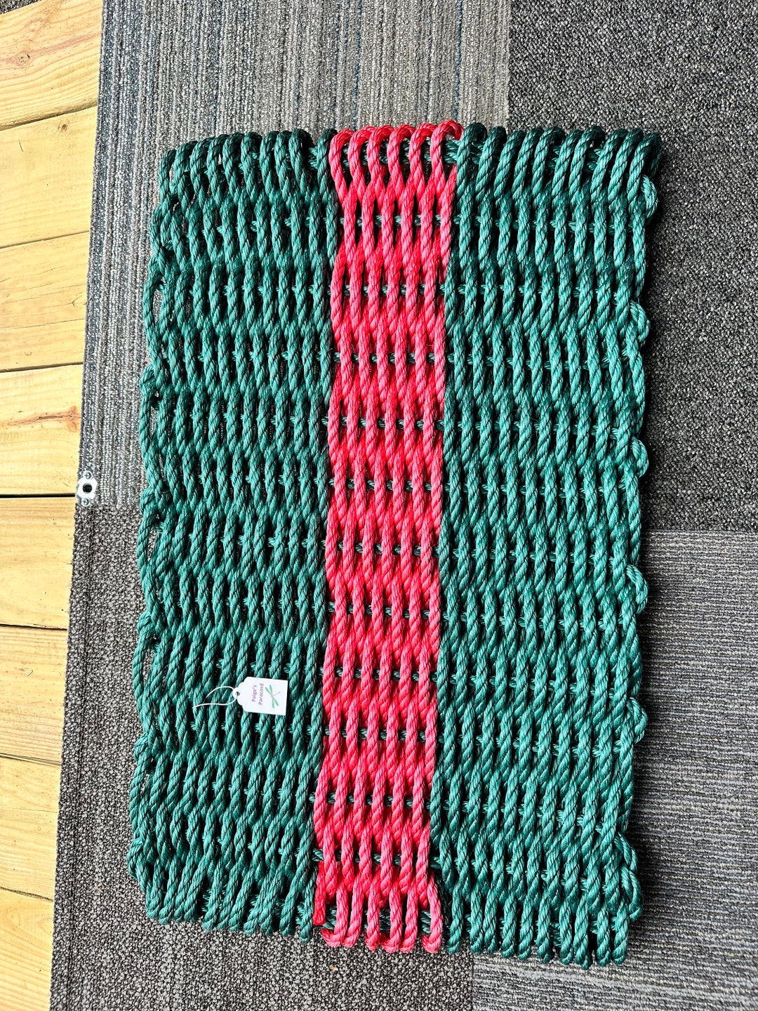 Kelly Green With Red Stripe Door Mats 29x19 - Etsy