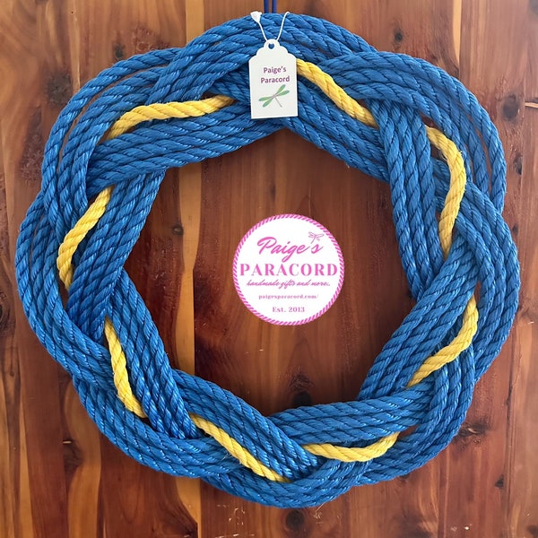 14” royal blue with yellow wreath