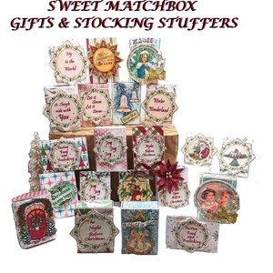 Streichholzschachtel-Schrein Geschenk-Strumpf Stuffer-Tier veränderte Kunst Vintage Reproduktion Bilder