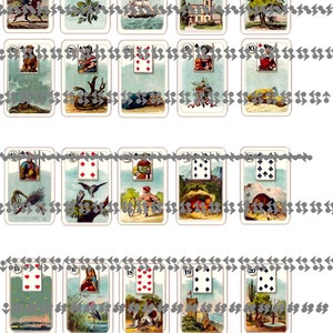 Digital Lenormand Major arcana Tarot Deck collage sheet 2 pages