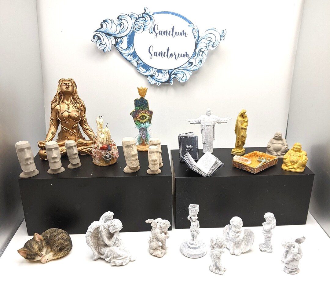 Sanctum Sanctorum Miniature Props Statues Decor Religious Buddha Christ ...