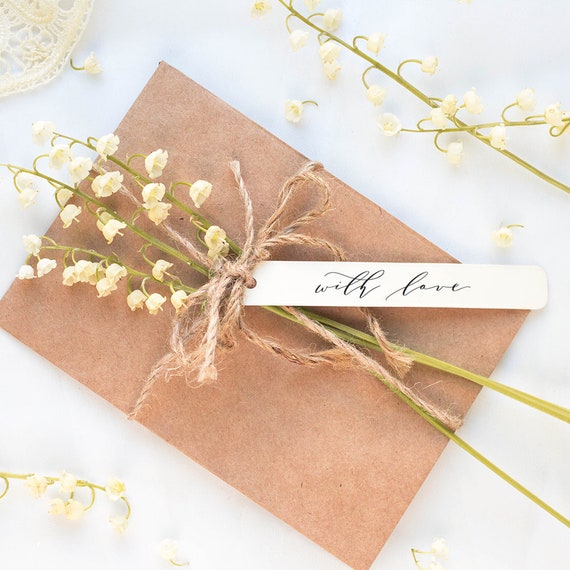 With Love Tags 4.5x0.75" Printable Invitation tags, Favour Tags, Thin Tags "Wedding" Download and print.