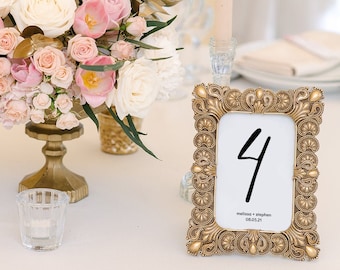 Modern - Small Table Numbers, Printable Table Numbers in 3 Sizes, 2x3", 3x3" & 3x4", Modern Minimalist Wedding, Corjl Templates, FREE Demo