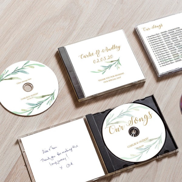 CD Cover Template, Printable cd Wedding Favors, DIY Template, Case and Disc templates included, Corjl Template, FREE Demo