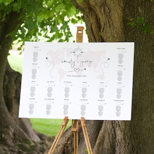 Von Reisen inspirierter Sitzplan, Sitzplan, Welt, Sitzplan, Canva Templates | Ziel Welt