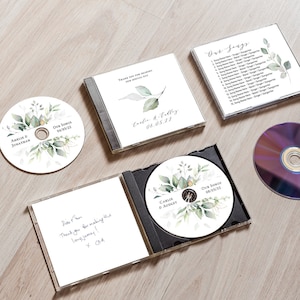 Modèle de couverture de CD, faveurs de mariage de cd imprimables, modèle de bricolage, modèles de boîtier et de disque inclus, modèle Corjl, démo GRATUITE image 1