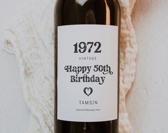 Personalised Happy Birthday Wine Label, Printable Wine Label, Vintage Wine Label Template, Label with Year, Corjl Template, FREE Demo | 85