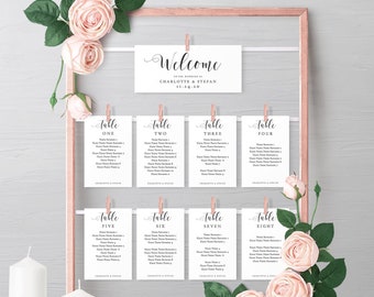 Make a DIY Hanging Seating Chart Frame with these Printable Seating Card and Header Templates, 'Mr. & Mrs.' Corjl Templates, FREE Demo