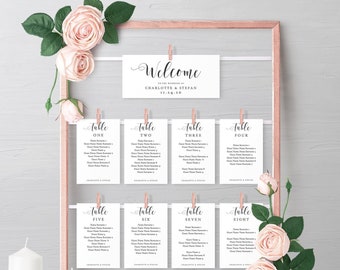 Make a DIY Hanging Seating Chart Frame with these Printable Seating Card and Header Templates, 'Mr. & Mrs.' Corjl Templates, FREE Demo