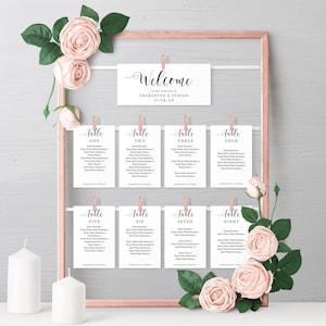 Make a DIY Hanging Seating Chart Frame with these Printable Seating Card and Header Templates, 'Mr. & Mrs.' Corjl Templates, FREE Demo