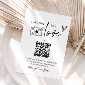 Capture the Love QR Code, Wedding Photo Signs, Share the Love, Wedding QR Code Signs, Horizontal & Vertical, Canva Template 88 zdjęcie 1