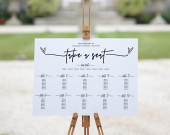 Minimalist Seating Plan, Table Plan Templates, Modern Minimalist Wedding, Printable Seating Plans, Seating Chart, Canva Templates | 88