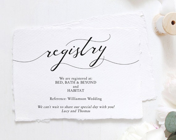 Lucy - Gift Registry Card, Printable Wedding Registry cards, 3 sizes, DIY Wedding, Corjl Template, FREE Demo