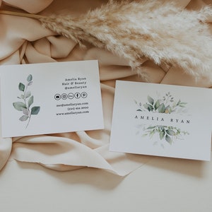 Blatt & Gold - Visitenkarten Vorlagen, Visitenkarten Vorlagen, 3.5x2.5 Zoll, 3.5x2.5cm, Greenery Visitenkarten, Visitenkarten zum Ausdrucken, kostenlose Demo