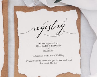 Lucy - Wedding Registry Card, Printable Wedding Gift Registry cards, 3 sizes, DIY Wedding, Corjl Template, FREE Demo