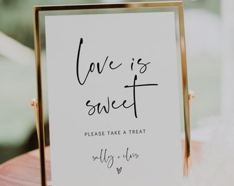 Love Is Sweet Modern Minimalist Wedding Sign, Please Take a Favor, Sweet Treat Baby Shower Signs in 3 Sizes, Canva Templates | 86
