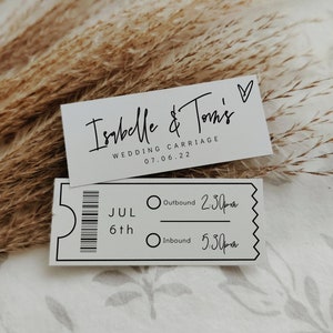 Wedding Carriage Ticket, Printable Bus Coach Ticket, Wedding Bus Ticket Template, 3x1.25, Corjl Template, FREE Demo 88 image 1