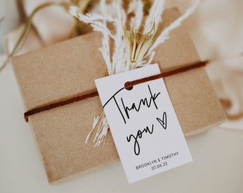 2x3" Thank You Favour Tag, Printable Thank You Tags, Wedding Favor Tag Template, Modern Minimalist Corjl Template, FREE Demo | 88