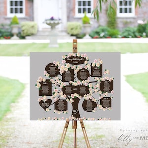4 to 20 Tables Tree Seating Plan Templates, 4 sizes, Wedding Tree, Corjl Templates, FREE Demo