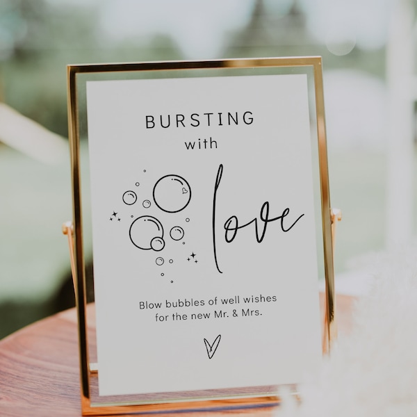 Bubble Send Off Sign, barstend van liefde Bubble Sign, afdrukbare bubbels teken, blaasbellen teken, Canva sjabloon | 88