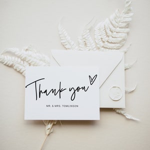 Minimalist Thank You Card, Printable Wedding Thank You Note Card, Corjl Templates, FREE Demo | 88
