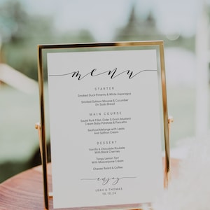 Wedding menu template, 5x7, 4x9 and 8x10 menu. Printable menu card DIY templates. Edit, print, trim Wedding FREE Corjl Demo image 1