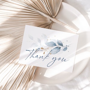 Dusty Blue Thank You Cards, Printable Thank You Cards, Dusty Blue Wedding, Thank You Cards, Corjl Template, FREE Demo 80 Dusty Blue image 2