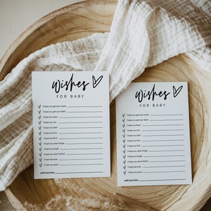 Deseos para bebé, Juegos para baby shower, Plantilla imprimible minimalista para baby shower, Juegos para baby shower, Plantilla Corjl, Demo GRATIS / 88