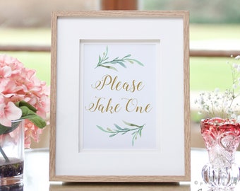 Please Take One Sign, Printable Favour Please take one sign. "Greenery" Wedding Sign Printable Wedding Signage 5x7", 8x10". Download + Print