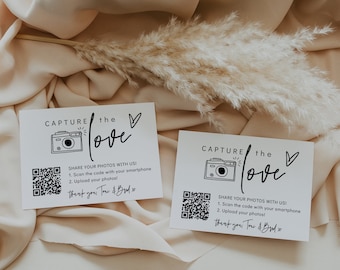 Visitenkarte mit QR-Code, Erfassen Sie den Liebes-QR-Code, Hochzeitsfotos teilen, Teilen Sie die Liebe, 22 Größen, Canva-Vorlage | Sig. 88