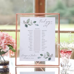 One Table Seating Plan, Banquet Table Seating, Printable Seating Plan Templates in 10 sizes, Canva Templates | 80G
