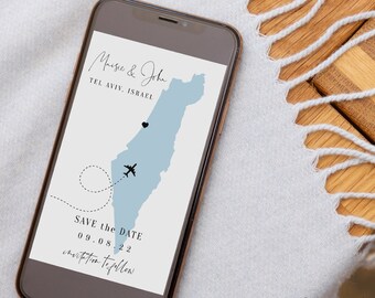 Destination - Israel Electronic Save the Date, Tel Aviv, Jerusalem, Israel Save the Dates, Evite Wedding, Corjl Templates, FREE Demo