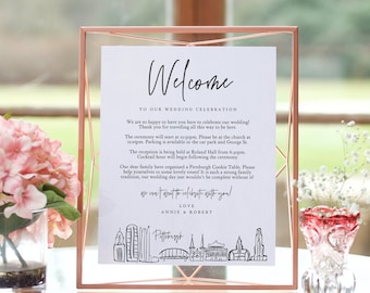 Pittsburgh Wedding Welcome Note, Printable Welcome to our Wedding, Welcome Template, Pittsburgh Tradition, Canva Templates
