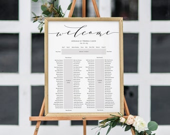 2 tables plus top table Seating Plan Template, 4 sizes, DIY Printable Portrait Table Plan, "Wedding", Corjl Template, FREE Demo