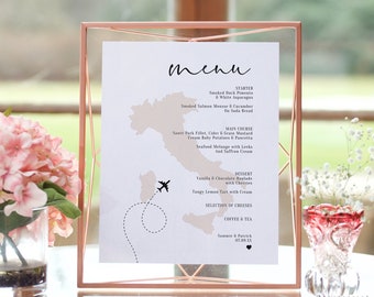 Menus for Italy Wedding, Wedding Menu for Italian Wedding, Destination Italy, Menus in Various Sizes, Printable Long Menu, Canva Templates