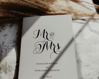 Mr and Mrs Wedding Program, Mr and Mr Wedding Program, Mrs and Mrs Wedding Program. Byron, Folded Order of Service Corjl Template, FREE Demo