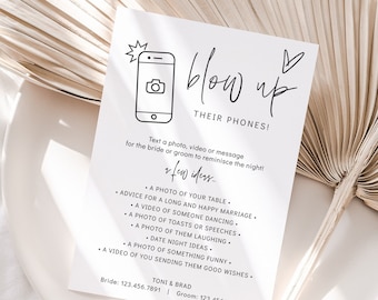 Blow Up Their Phone Sign, Wedding Table Games, Take Action Game, Blow Up Their Phones Wedding Game, Canva Template | 88