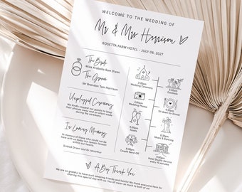 Wedding Program Template, Timeline Wedding Infographic, Infographic Program, Wedding Program Timeline, Canva Template | 88