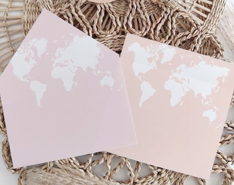 Envelope Liner, Destination Wedding Envelope Liners, Liners with World Map, Templates in Various Sizes, Corjl Templates, FREE Demo