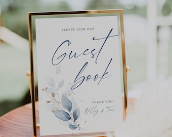 Dusty Blue Guest Book - Etsy