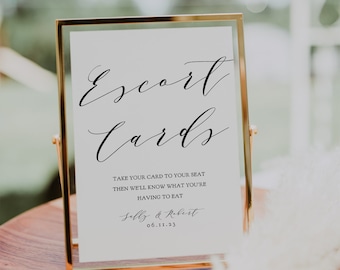 Escort Card Sign Printable Guest Escort Cards Sign, Please find your name, 4x6", 5x7" and 8x10", "Wedding", Corjl Template, FREE Demo