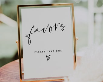 Favors Please Take One, Modern Minimalist Wedding Sign, Sweet Treat Baby Shower Bridal Shower, 3 Sizes, Corjl Template, FREE demo | 86