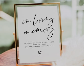 In Loving Memory Sign, Printable In Loving Memory Sign for Wedding, 3 Variations, Modern Minimalist Memorial Sign, Canva Template | 86