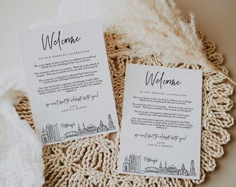 Pittsburgh Wedding Welcome Note, Printable Welcome to our Wedding, Welcome Template, Pittsburgh Tradition, Canva Templates