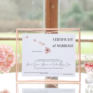 Ziel - Hawaii Heiratsurkunde, Hochzeit in Hawaii Heiratsurkunde Vorlage 5 Größen, Andenken, Canva Vorlagen