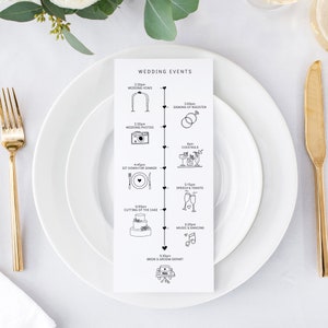 Printable Wedding Timeline Template, Wedding Program & Timeline, 4x9", 5x7", Event Timeline, Wedding Itinerary "Wedding" Corjl FREE Demo