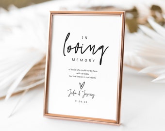 In Loving Memory Sign, Printable Memorial Sign, Memory Table Signs, Modern Minimalist, Canva Template | 88