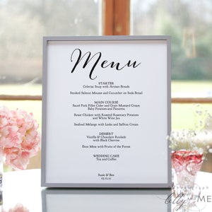 Modèle de menu de mariage Modèle de menu imprimable, 3 tailles, Sweet Bomb, Menu de réception Modèle modifiable imprimable, Modèle Corjl, Démo GRATUITE image 1