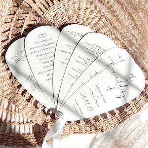 Petal Fan Wedding Program Printable Template DIY Fan Wedding Program with Petals, Canva Templates | 68