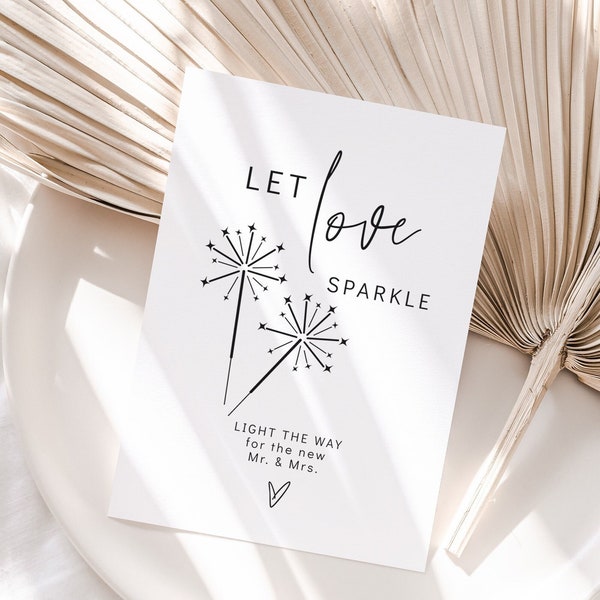 Wedding Send Off Sign, Let Love Sparkle Sign, Printable Sparkler Send Off Sign, Light the Way Sign, Canva Templates | 88